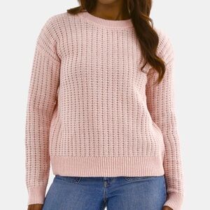 . Time and Tru Pink Midweight Textured Stitch Pullover Sweater